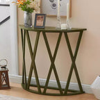 Kings Brand Furniture Vienna Side End Table Half-Moon or Round with X-Motif Design, Modern Accent for Living Room or Bedroom