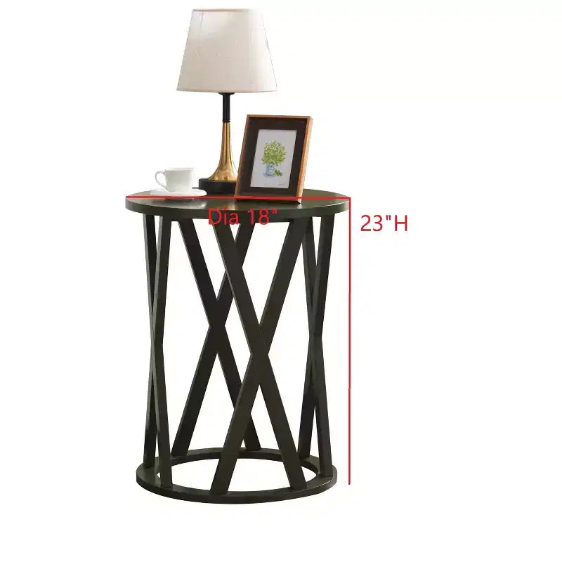 Kings Brand Furniture Table d'appoint Vienne demi-lune ou ronde avec motif en X, accent moderne pour salon ou chambre à coucher