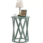Kings Brand Furniture Table d'appoint Vienne demi-lune ou ronde avec motif en X, accent moderne pour salon ou chambre à coucher
