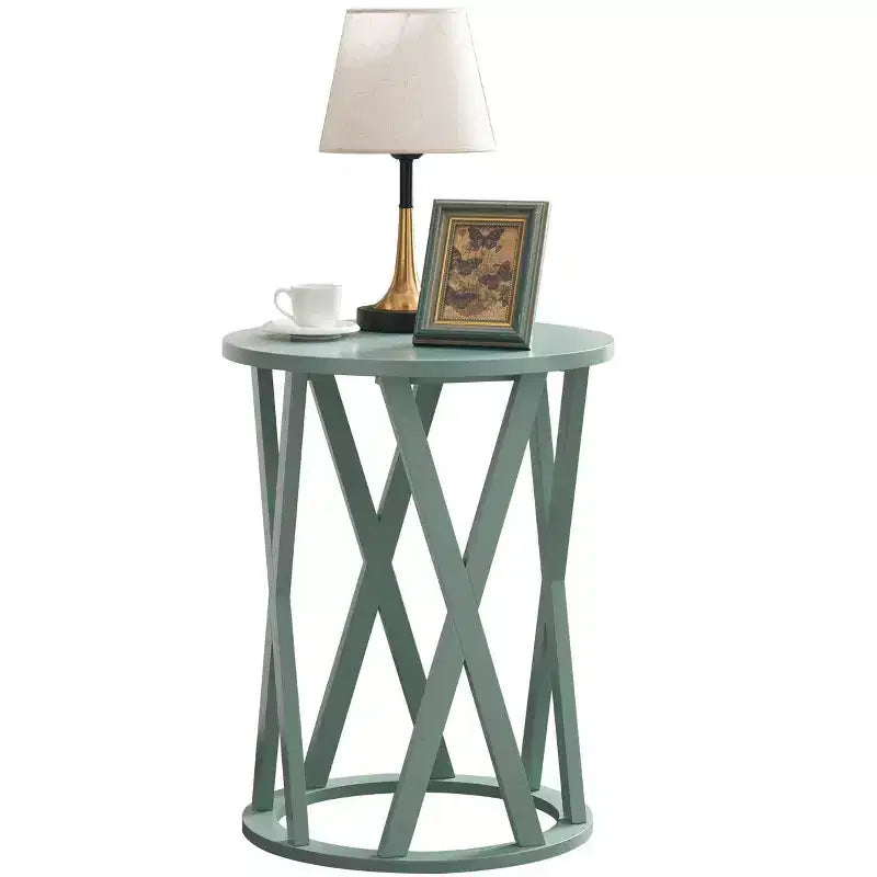Kings Brand Furniture Table d'appoint Vienne demi-lune ou ronde avec motif en X, accent moderne pour salon ou chambre à coucher