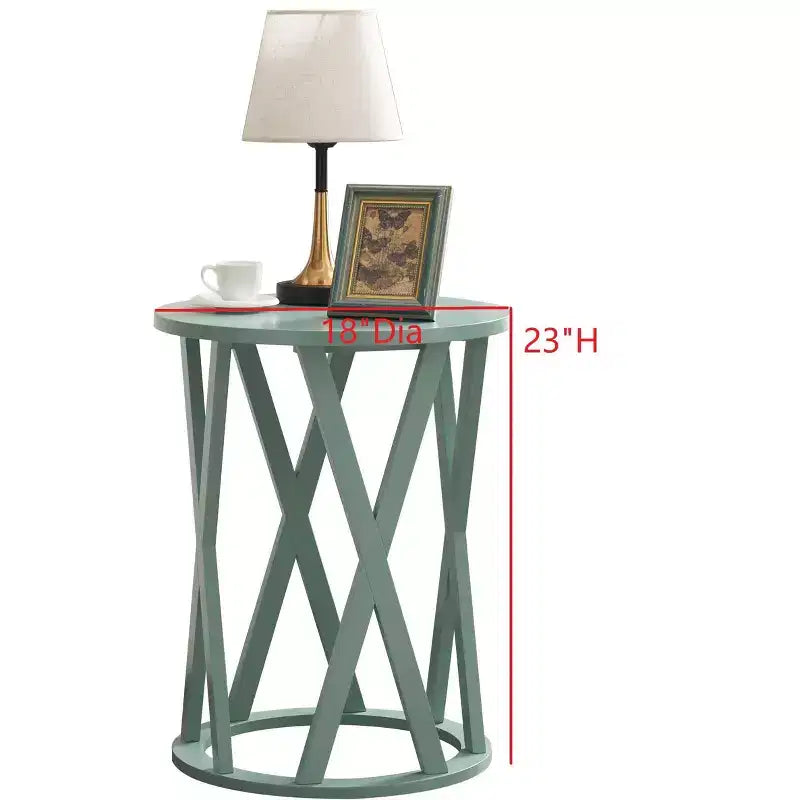 Kings Brand Furniture Table d'appoint Vienne demi-lune ou ronde avec motif en X, accent moderne pour salon ou chambre à coucher