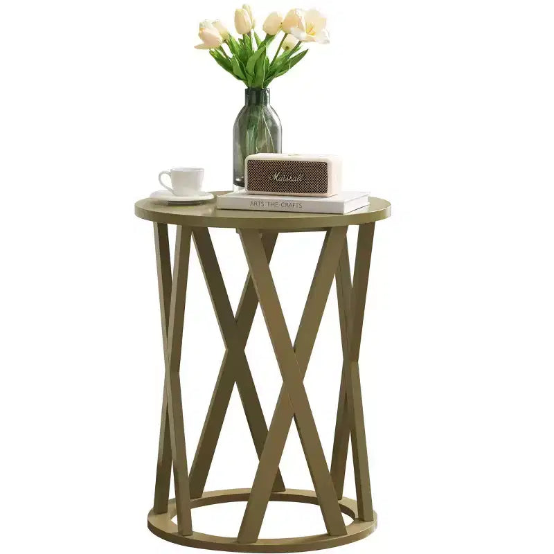 Kings Brand Furniture Table d'appoint Vienne demi-lune ou ronde avec motif en X, accent moderne pour salon ou chambre à coucher
