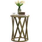 Kings Brand Furniture Table d'appoint Vienne demi-lune ou ronde avec motif en X, accent moderne pour salon ou chambre à coucher
