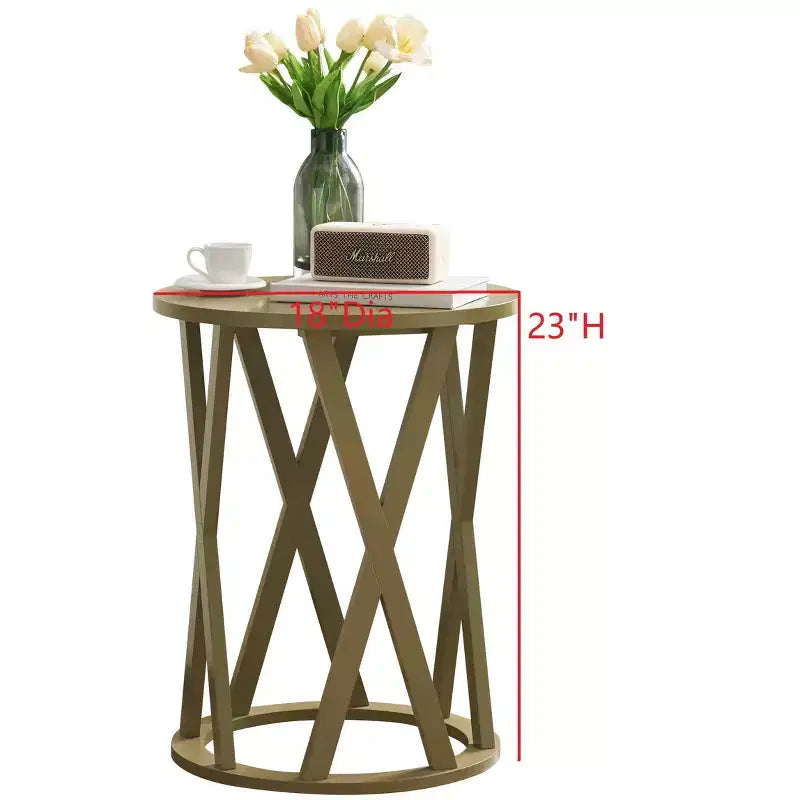 Kings Brand Furniture Table d'appoint Vienne demi-lune ou ronde avec motif en X, accent moderne pour salon ou chambre à coucher