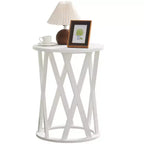 Kings Brand Furniture Table d'appoint Vienne demi-lune ou ronde avec motif en X, accent moderne pour salon ou chambre à coucher