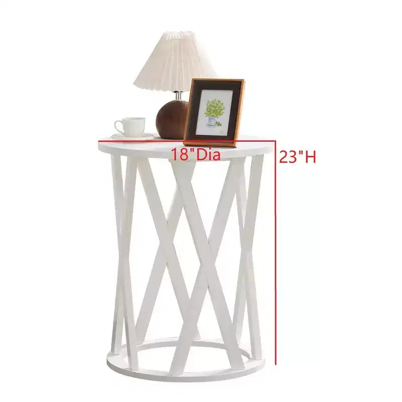 Kings Brand Furniture Table d'appoint Vienne demi-lune ou ronde avec motif en X, accent moderne pour salon ou chambre à coucher