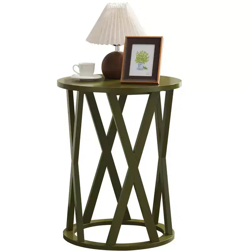 Kings Brand Furniture Table d'appoint Vienne demi-lune ou ronde avec motif en X, accent moderne pour salon ou chambre à coucher