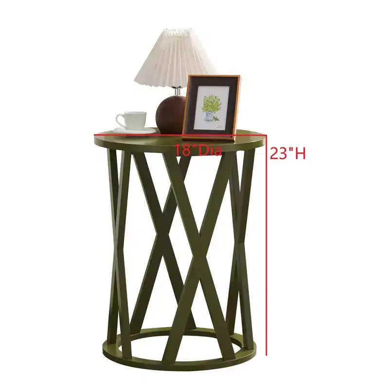 Kings Brand Furniture Table d'appoint Vienne demi-lune ou ronde avec motif en X, accent moderne pour salon ou chambre à coucher