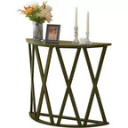 Kings Brand Furniture Table d'appoint Vienne demi-lune ou ronde avec motif en X, accent moderne pour salon ou chambre à coucher