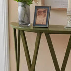Kings Brand Furniture Table d'appoint Vienne demi-lune ou ronde avec motif en X, accent moderne pour salon ou chambre à coucher