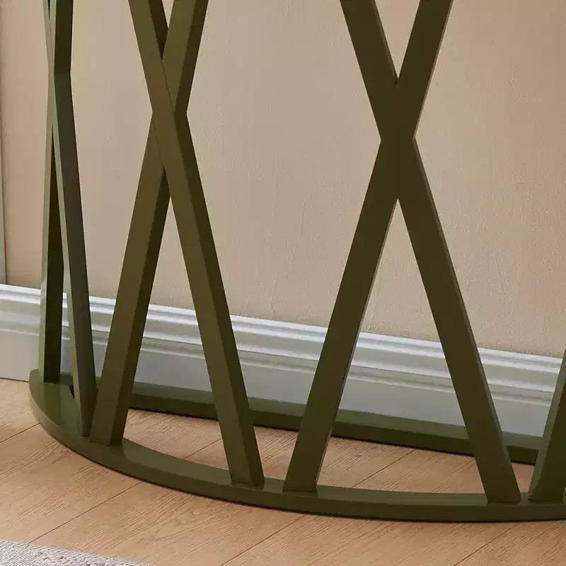 Kings Brand Furniture Table d'appoint Vienne demi-lune ou ronde avec motif en X, accent moderne pour salon ou chambre à coucher