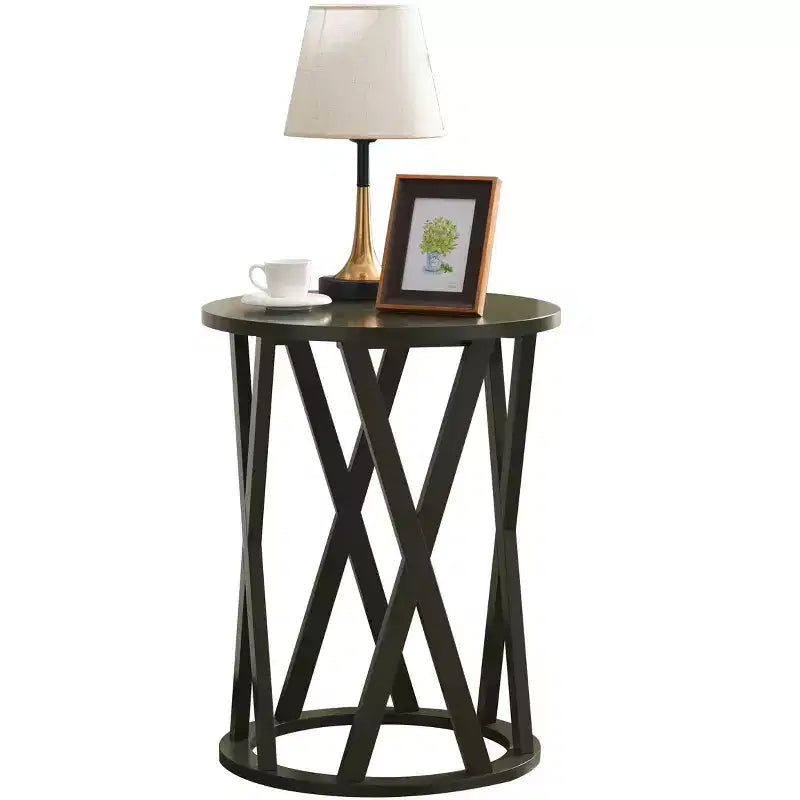 Kings Brand Furniture Table d'appoint Vienne demi-lune ou ronde avec motif en X, accent moderne pour salon ou chambre à coucher