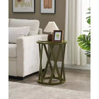 Kings Brand Furniture Table d'appoint Vienne demi-lune ou ronde avec motif en X, accent moderne pour salon ou chambre à coucher