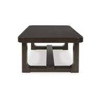 Table basse rectangulaire moderne Breckington Signature Design by Ashley avec bord en bois massif, brun foncé