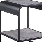 Table d'appoint rectangulaire HomeRoots 21 noire et gris béton en bois manufacturé et métal avec étagère