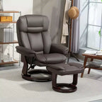 Fauteuil inclinable pivotant HOMCOM avec pouf, fauteuil inclinable en cuir PU avec repose-pieds, pour salon, chambre, bureau