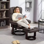 Fauteuil inclinable pivotant HOMCOM avec pouf, fauteuil inclinable en cuir PU avec repose-pieds, pour salon, chambre, bureau