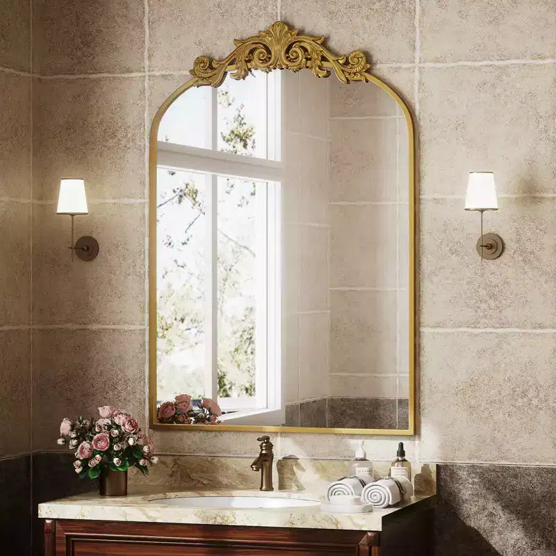 BEAUTYPEAK Miroirs de salle de bain à dessus arqué 24x36, Noir