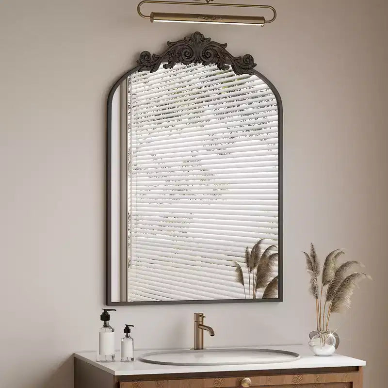 BEAUTYPEAK Miroirs de salle de bain à dessus arqué 24x36, Noir