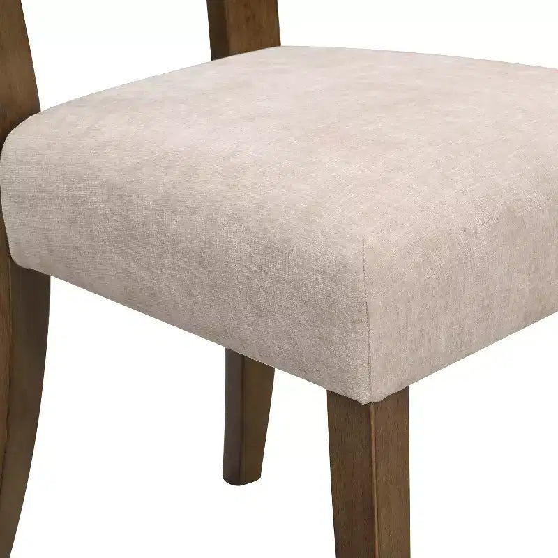 Lot de 2 élégantes chaises de salle à manger en bois avec assise rembourrée en chenille, cadre en bois d'hévéa massif - Christopher Knight Home
