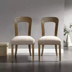 Lot de 2 élégantes chaises de salle à manger en bois avec assise rembourrée en chenille, cadre en bois d'hévéa massif - Christopher Knight Home