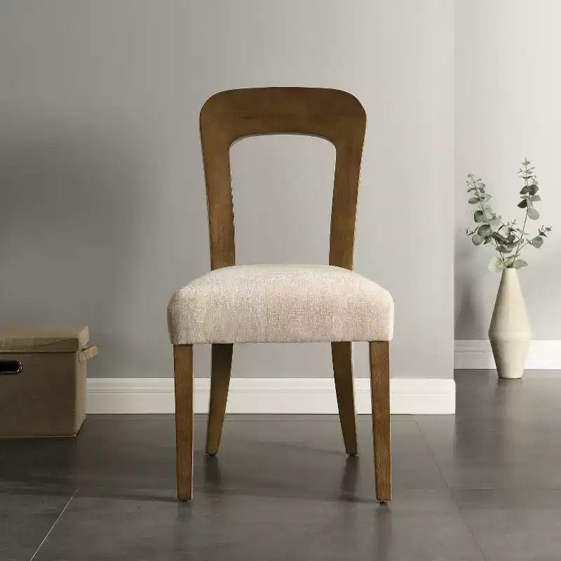 Lot de 2 élégantes chaises de salle à manger en bois avec assise rembourrée en chenille, cadre en bois d'hévéa massif - Christopher Knight Home