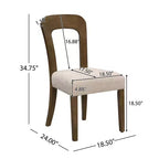 Lot de 2 élégantes chaises de salle à manger en bois avec assise rembourrée en chenille, cadre en bois d'hévéa massif - Christopher Knight Home