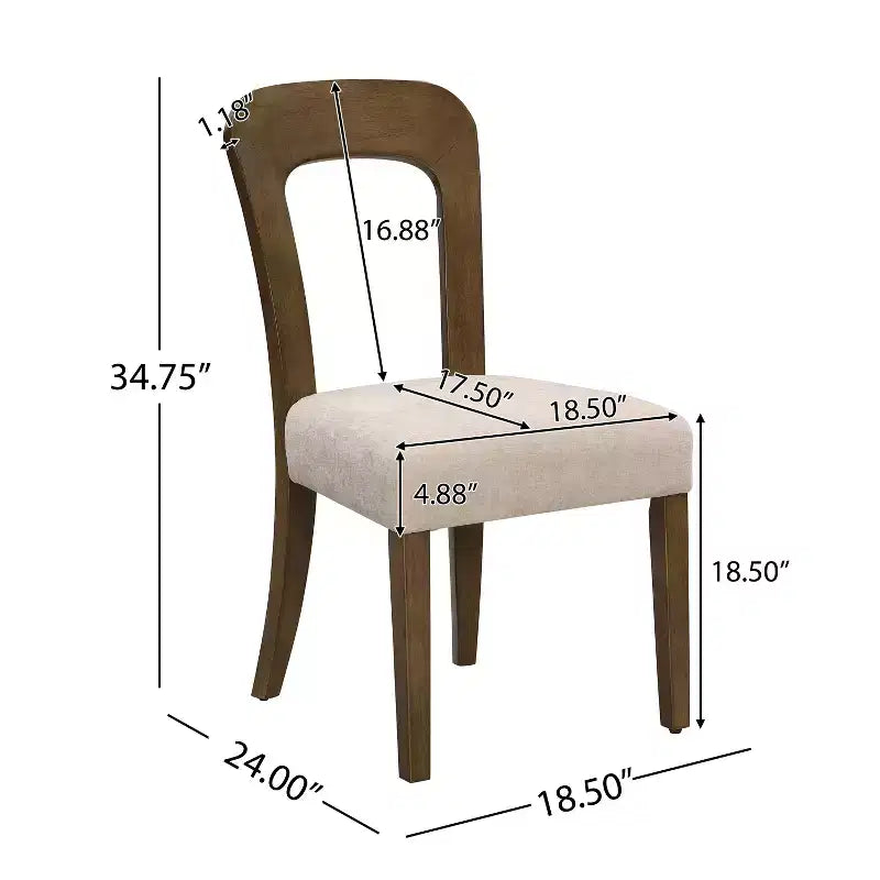 Lot de 2 élégantes chaises de salle à manger en bois avec assise rembourrée en chenille, cadre en bois d'hévéa massif - Christopher Knight Home