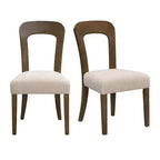 Lot de 2 élégantes chaises de salle à manger en bois avec assise rembourrée en chenille, cadre en bois d'hévéa massif - Christopher Knight Home