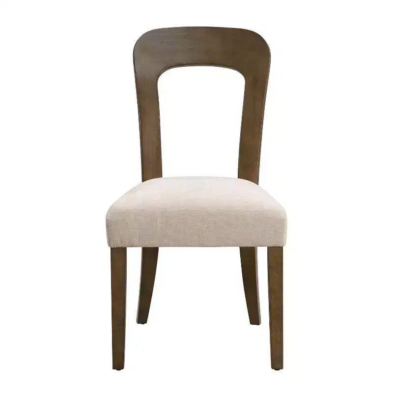 Lot de 2 élégantes chaises de salle à manger en bois avec assise rembourrée en chenille, cadre en bois d'hévéa massif - Christopher Knight Home