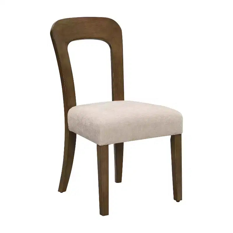 Lot de 2 élégantes chaises de salle à manger en bois avec assise rembourrée en chenille, cadre en bois d'hévéa massif - Christopher Knight Home