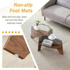 Table basse en verre, table basse ronde, table basse ovale, table d'appoint, table de canapé avec pieds en éventail diagonal, noyer/naturel-ModernLuxe