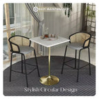 Table de salle à manger LeisureMod Verve 27 carrée hauteur bar - Plateau en résine moderne avec base piédestal en or brossé Table hauteur comptoir pour cuisine, maison et pub