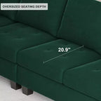 Belffin Canapé modulable long en velours capitonné