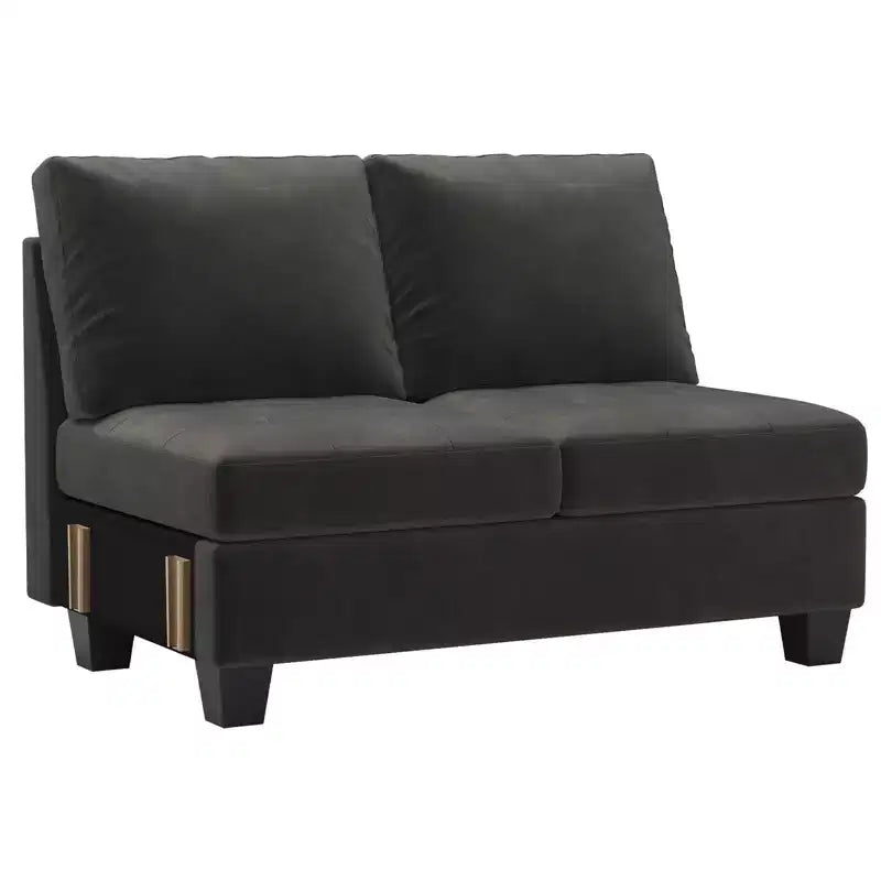 Belffin Canapé modulable long en velours capitonné
