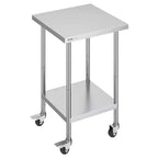 VEVOR Stainless Steel Work Table 24 x 24 x 38 Inch,700 LBS Load Capacity with 4 Wheels,3 Adjustable Height Levels,HeavyDuty Food Prep Worktable