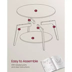 Table basse ronde, tables basses circulaires de 81 cm avec étagère de rangement à 2 niveaux, facile à assembler pour le salon