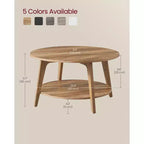 Table basse ronde, tables basses circulaires de 81 cm avec étagère de rangement à 2 niveaux, facile à assembler pour le salon