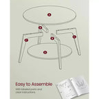 Table basse ronde, tables basses circulaires de 81 cm avec étagère de rangement à 2 niveaux, facile à assembler pour le salon