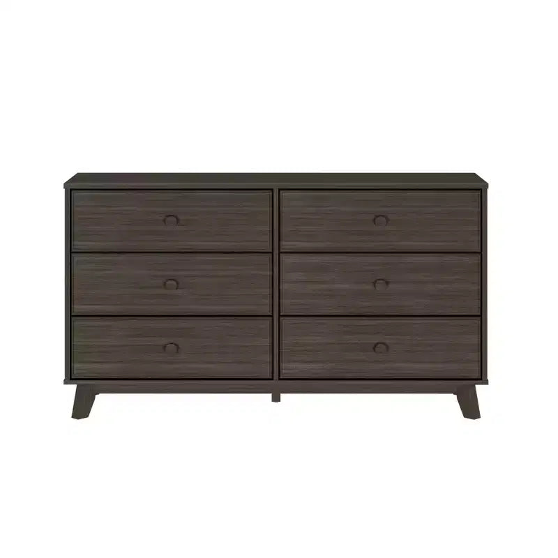 Plank+Beam Commode classique en bois massif 6 tiroirs, commode de rangement pour chambre, chiffonnier