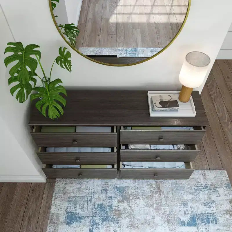 Plank+Beam Commode classique en bois massif 6 tiroirs, commode de rangement pour chambre, chiffonnier