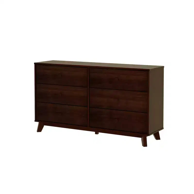 Plank+Beam Commode classique en bois massif 6 tiroirs, commode de rangement pour chambre, chiffonnier