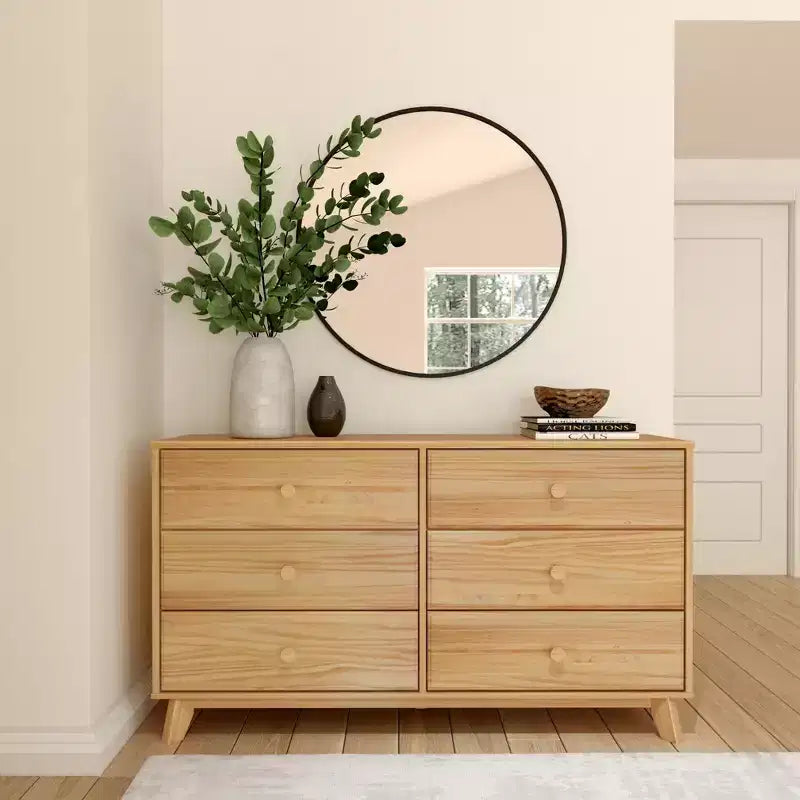Plank+Beam Commode classique en bois massif 6 tiroirs, commode de rangement pour chambre, chiffonnier
