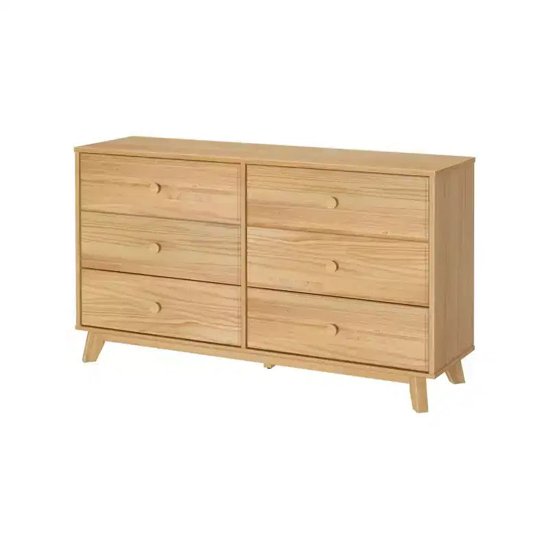 Plank+Beam Commode classique en bois massif 6 tiroirs, commode de rangement pour chambre, chiffonnier