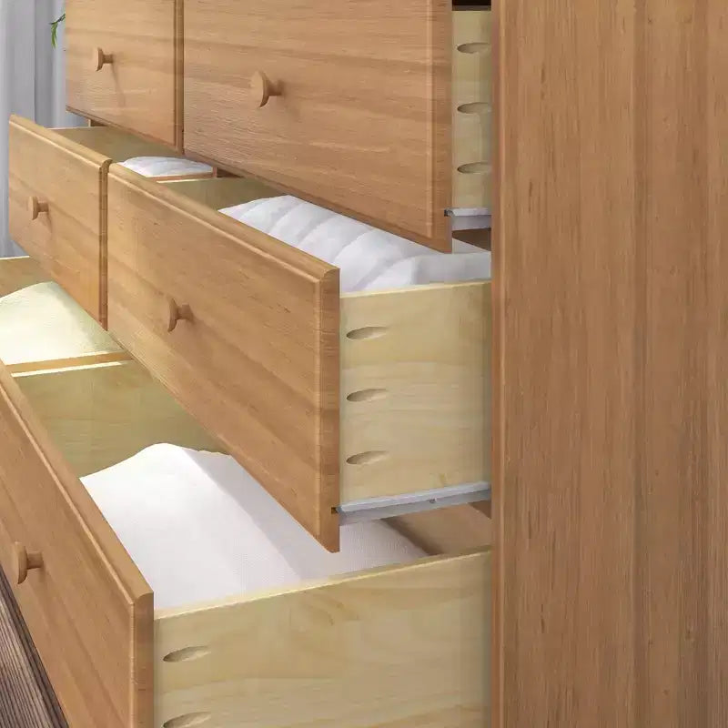 Plank+Beam Commode classique en bois massif 6 tiroirs, commode de rangement pour chambre, chiffonnier