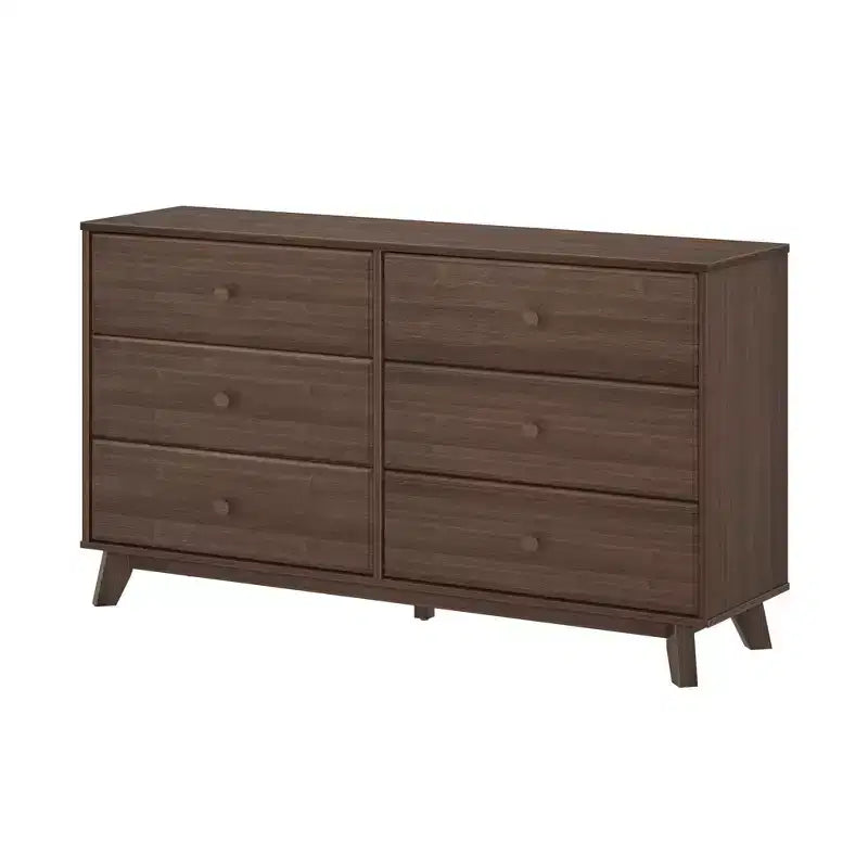 Plank+Beam Commode classique en bois massif 6 tiroirs, commode de rangement pour chambre, chiffonnier