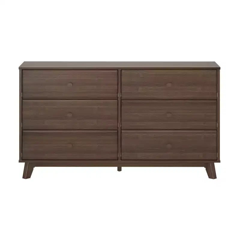 Plank+Beam Commode classique en bois massif 6 tiroirs, commode de rangement pour chambre, chiffonnier