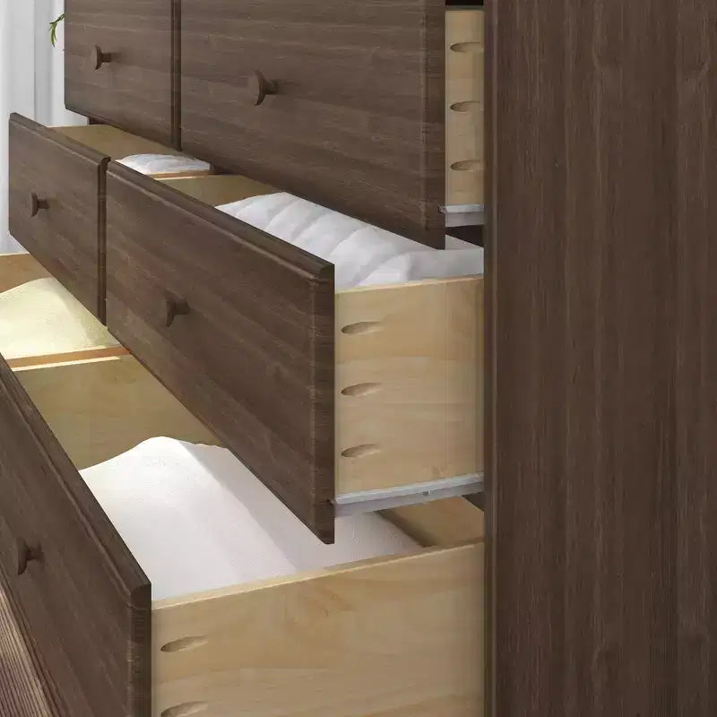 Plank+Beam Commode classique en bois massif 6 tiroirs, commode de rangement pour chambre, chiffonnier