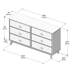 Plank+Beam Commode classique en bois massif 6 tiroirs, commode de rangement pour chambre, chiffonnier