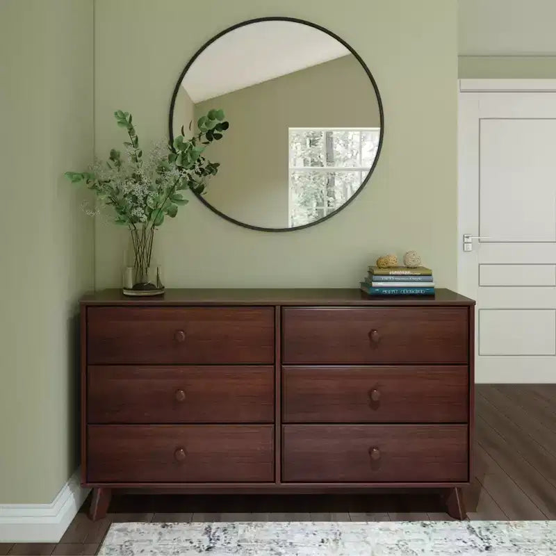 Plank+Beam Commode classique en bois massif 6 tiroirs, commode de rangement pour chambre, chiffonnier